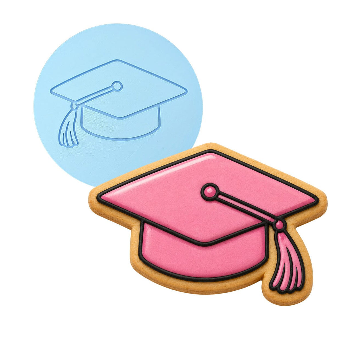 Pink Graduation Cap Cookie Cutter | Stamp | Stencil - SHARP EDGES - FAST Shipping - Choose Your Own Size! #1 Cookie Cutter Lady LITTLE - 3 Inches (7.62cm) Debosser ONLY 