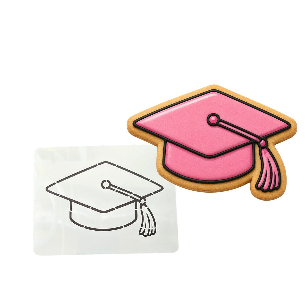Pink Graduation Cap Cookie Cutter | Stamp | Stencil - SHARP EDGES - FAST Shipping - Choose Your Own Size! #1 Cookie Cutter Lady LITTLE - 3 Inches (7.62cm) Stencil ONLY 