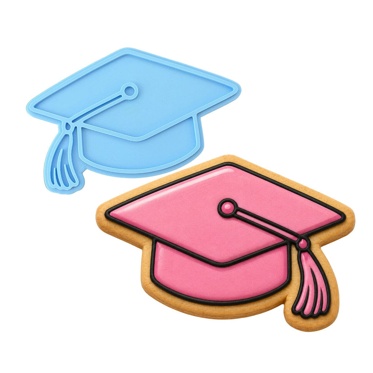 Pink Graduation Cap Cookie Cutter | Stamp | Stencil - SHARP EDGES - FAST Shipping - Choose Your Own Size! #1 Cookie Cutter Lady LITTLE - 3 Inches (7.62cm) Stamp ONLY 