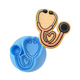 Pink Stethoscope Cookie Cutter | Stamp | Stencil - SHARP EDGES - FAST Shipping - Choose Your Own Size! #1 Cookie Cutter Lady LITTLE - 3 Inches (7.62cm) **BUNDLE** Cutter + Debosser 