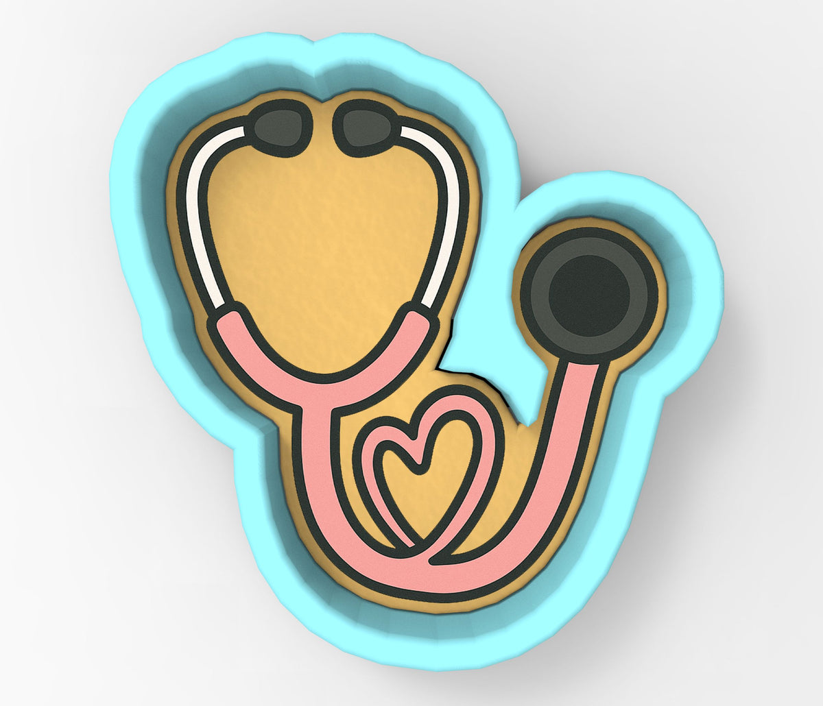 Pink Stethoscope Cookie Cutter | Stamp | Stencil - SHARP EDGES - FAST Shipping - Choose Your Own Size! #1