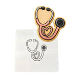 Pink Stethoscope Cookie Cutter | Stamp | Stencil - SHARP EDGES - FAST Shipping - Choose Your Own Size! #1 Cookie Cutter Lady LITTLE - 3 Inches (7.62cm) Stencil ONLY 