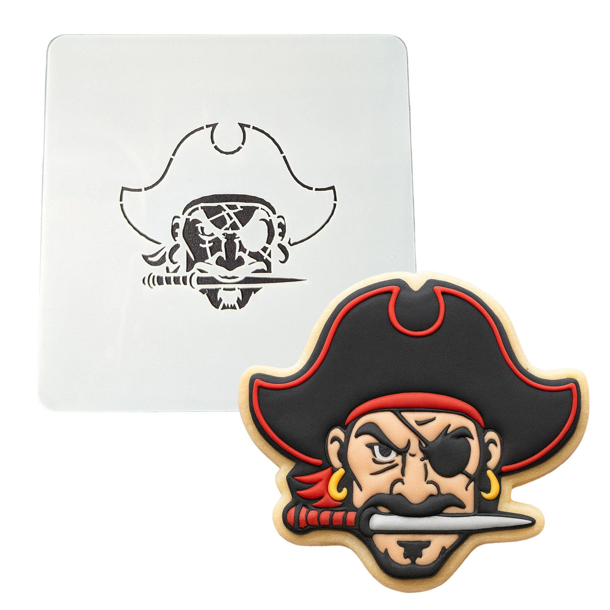 Pirate Head Cookie Cutter | Stamp | Stencil #1 Boys/ Army / Outdoorsman Cookie Cutter Lady MINI - 2 Inches (5cm) Stencil ONLY 