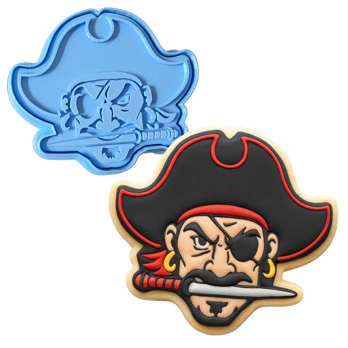 Pirate Head Cookie Cutter | Stamp | Stencil #1 Boys/ Army / Outdoorsman Cookie Cutter Lady MINI - 2 Inches (5cm) **BUNDLE** Cutter + Stamp 
