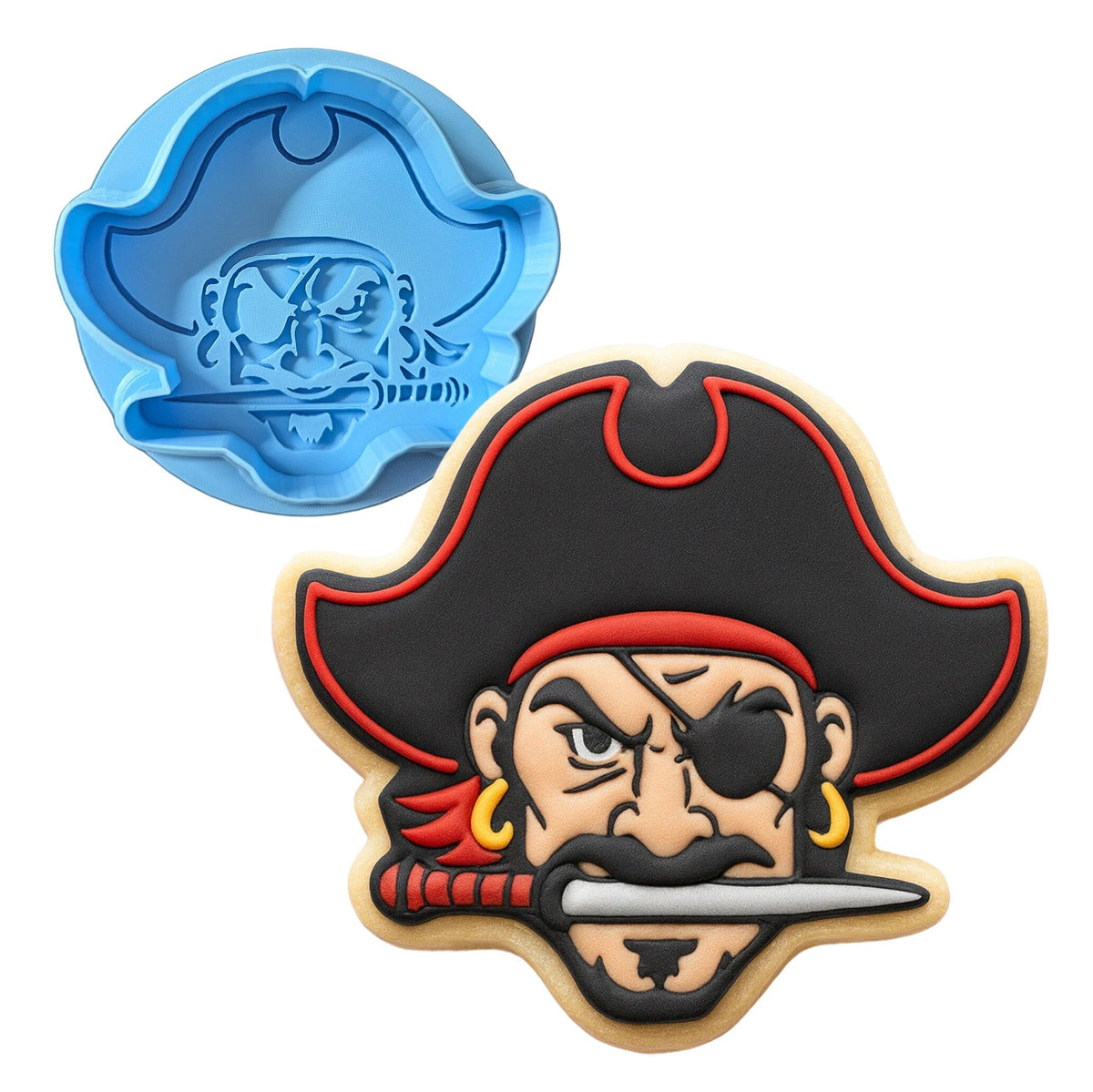 Pirate Head Cookie Cutter | Stamp | Stencil #1 Boys/ Army / Outdoorsman Cookie Cutter Lady MINI - 2 Inches (5cm) **BUNDLE** Cutter + Debosser 