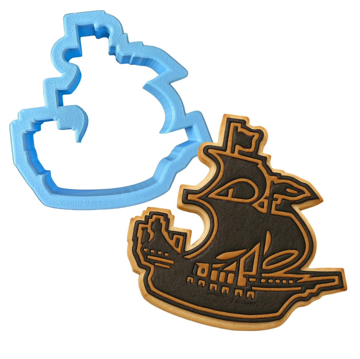 Pirate Ship Cookie Cutter | Stamp | Stencil #1 Boys/ Army / Outdoorsman Cookie Cutter Lady MINI - 2 Inches (5cm) Cookie Cutter ONLY (Outline) 