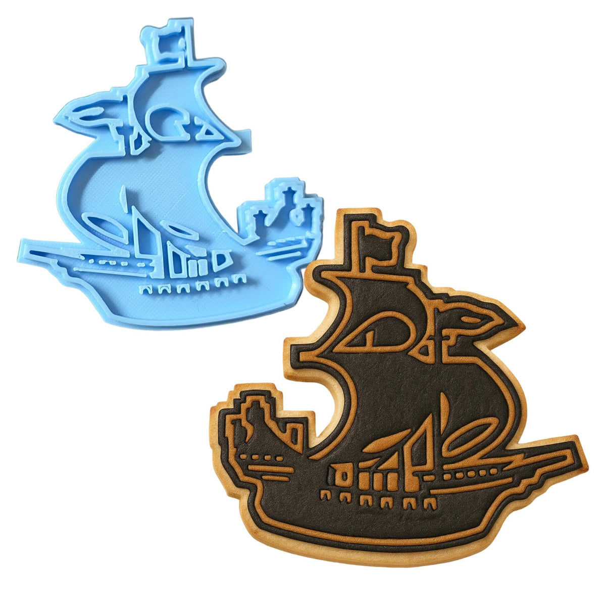 Pirate Ship Cookie Cutter | Stamp | Stencil #1 Boys/ Army / Outdoorsman Cookie Cutter Lady MINI - 2 Inches (5cm) Stamp ONLY 