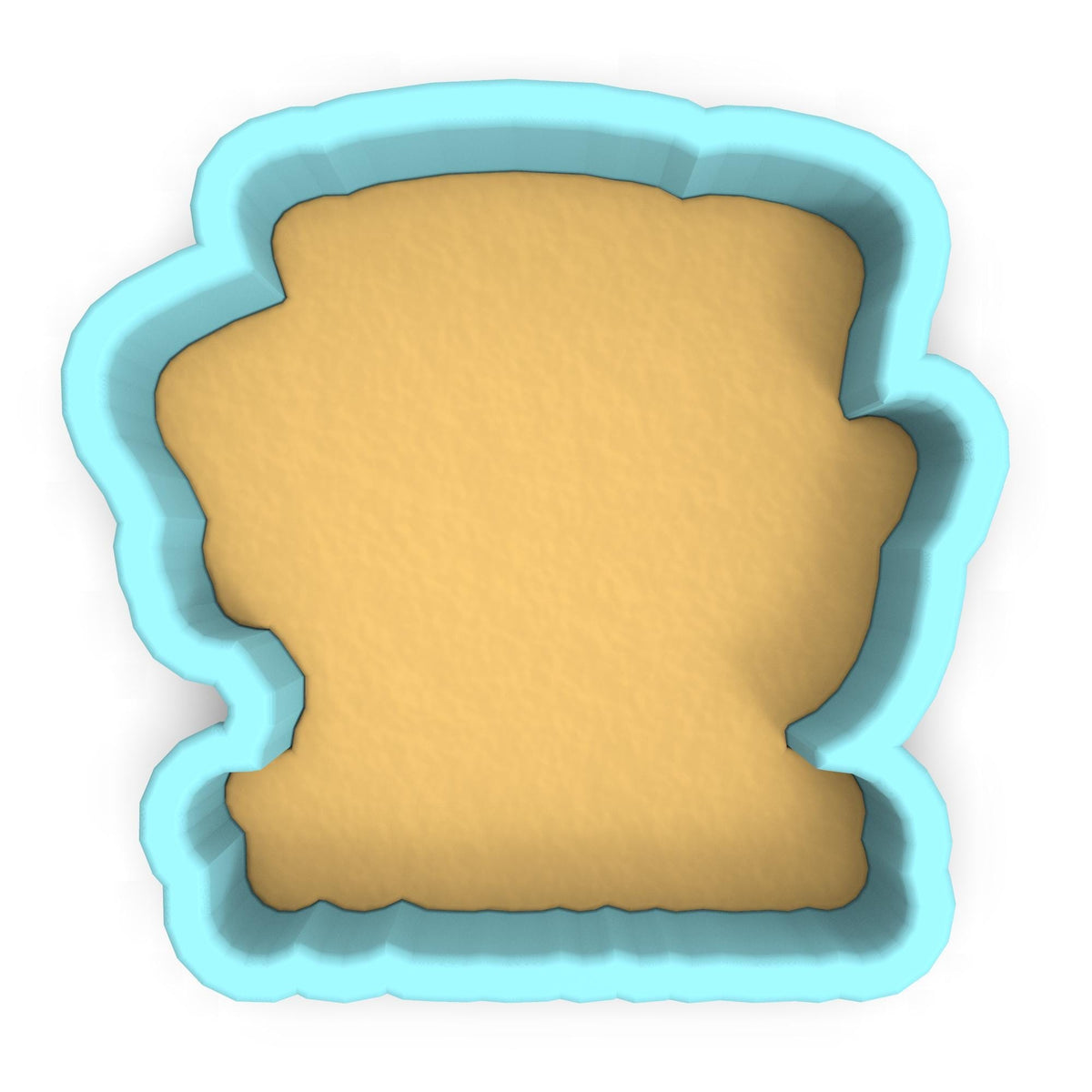 a cookie cutter shaped like a piece of bread