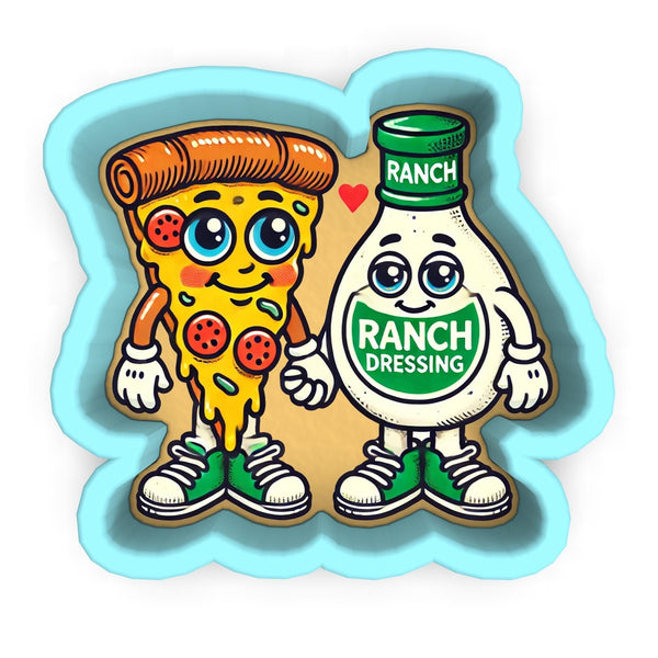 a sticker of a cartoon character holding a bottle of ranch dressing