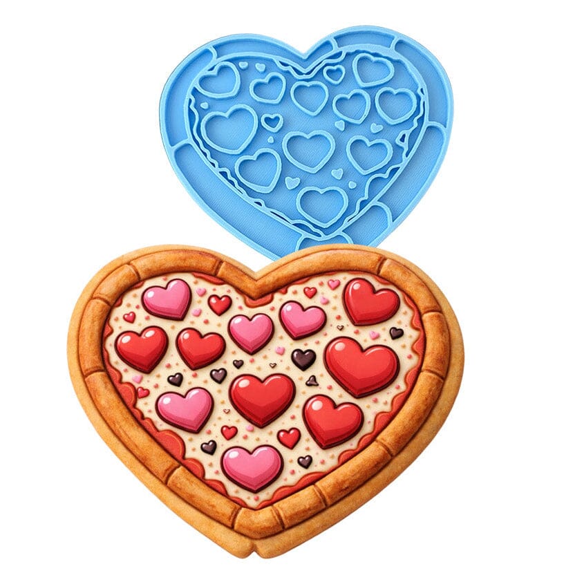 Pizza Heart Cookie Cutter | Stamp | Stencil - SHARP EDGES - FAST Shipping - Choose Your Own Size! #1 Cookie Cutter Lady LITTLE - 3 Inches (7.62cm) Stamp ONLY 