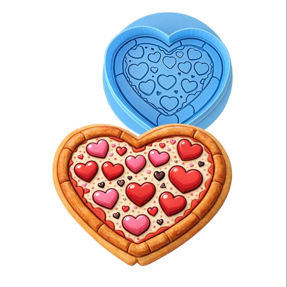 Pizza Heart Cookie Cutter | Stamp | Stencil - SHARP EDGES - FAST Shipping - Choose Your Own Size! #1 Cookie Cutter Lady LITTLE - 3 Inches (7.62cm) **BUNDLE** Cutter + Debosser 