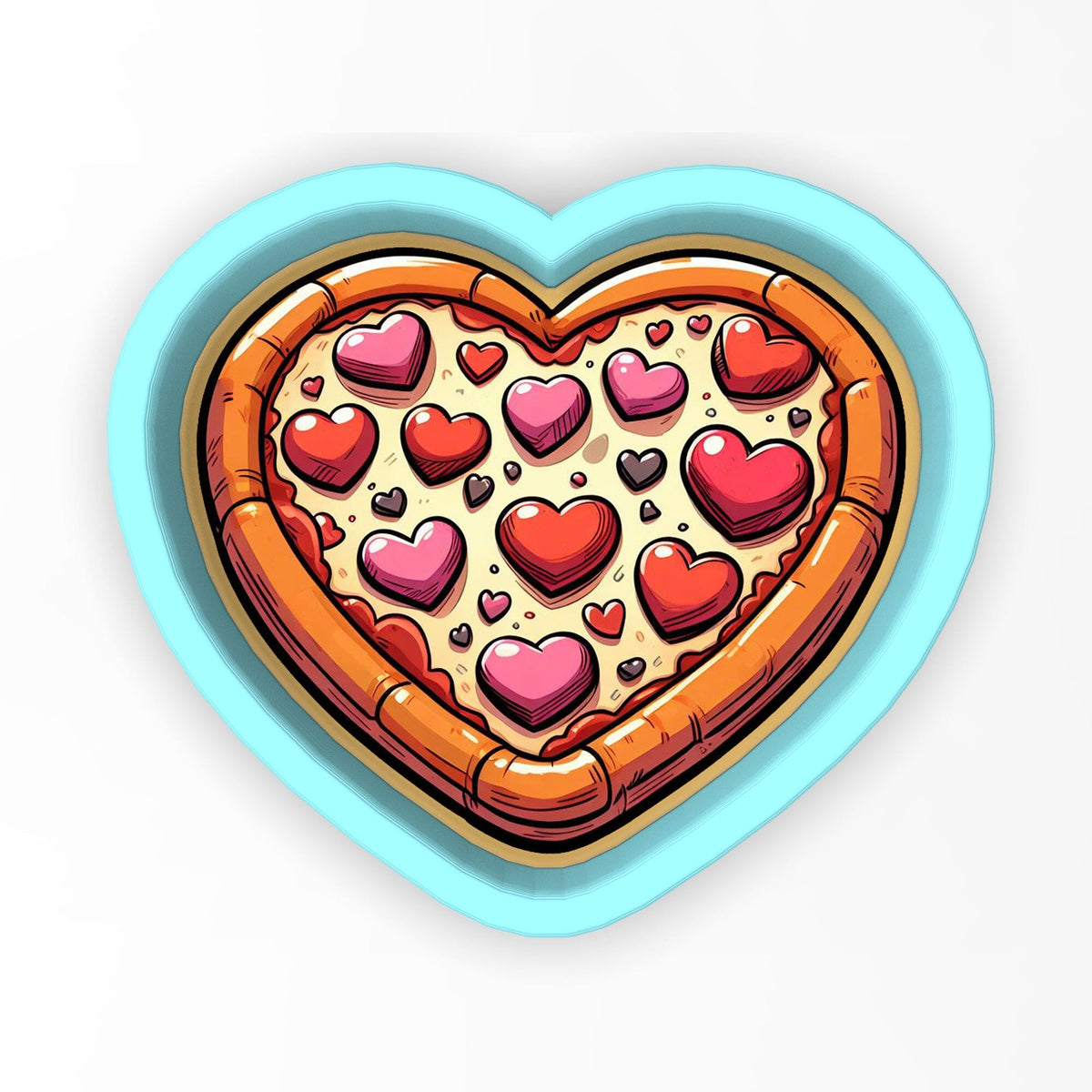 a heart shaped pizza with hearts on it