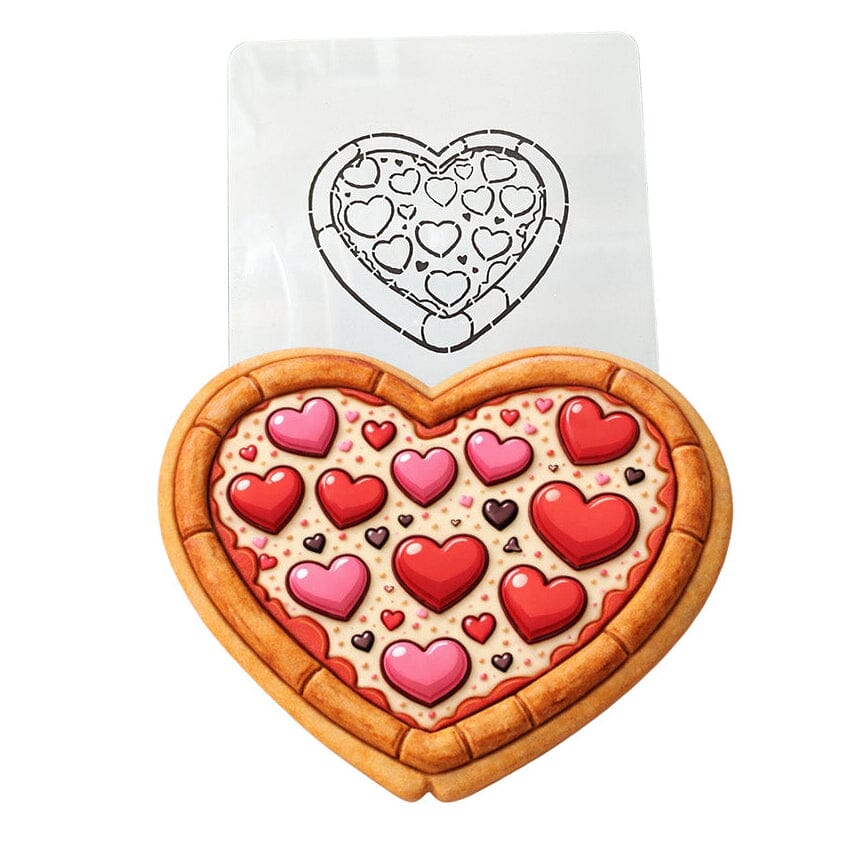 Pizza Heart Cookie Cutter | Stamp | Stencil - SHARP EDGES - FAST Shipping - Choose Your Own Size! #1 Cookie Cutter Lady LITTLE - 3 Inches (7.62cm) Stencil ONLY 