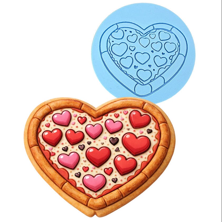 Pizza Heart Cookie Cutter | Stamp | Stencil - SHARP EDGES - FAST Shipping - Choose Your Own Size! #1 Cookie Cutter Lady LITTLE - 3 Inches (7.62cm) Debosser ONLY 