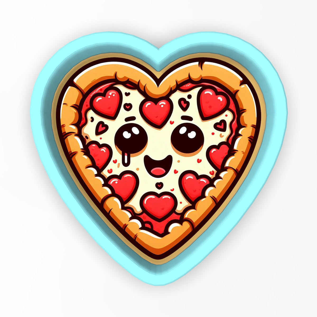 a heart shaped pizza with hearts on it