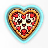 a heart shaped pizza with hearts on it