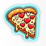 a slice of pizza with hearts on it