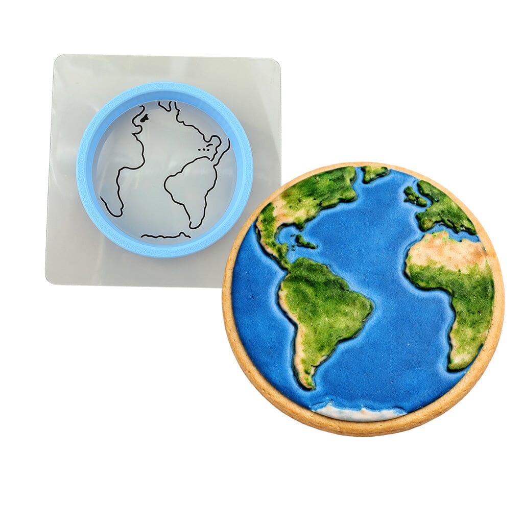 Planet Earth Cookie Cutter Outline & Stamp States/Country/Continent Cookie Cutter Lady MINI - 2 Inches (5cm) **BUNDLE** Cutter + Stencil 