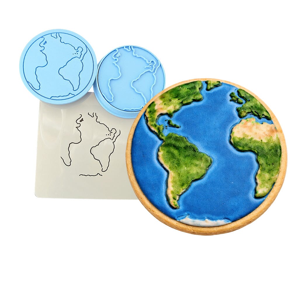 Planet Earth Cookie Cutter Outline & Stamp States/Country/Continent Cookie Cutter Lady MINI - 2 Inches (5cm) **FULL SET BUNDLE** Cutter + Stamp + Stencil + Debosser **BEST DEAL** 