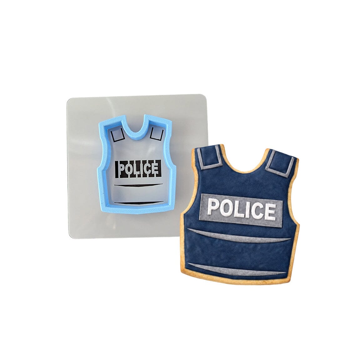 Police Bulletproof Vest Cookie Cutter | Stamp | Stencil #1 Boys/ Army / Outdoorsman Cookie Cutter Lady MINI - 2 Inches (5cm) **BUNDLE** Cutter + Stencil 