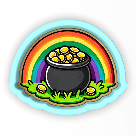 Pot of Gold with Rainbow 1 Cookie Cutter | Stamp | Stencil - SHARP EDGES - FAST Shipping - Choose Your Own Size! #1