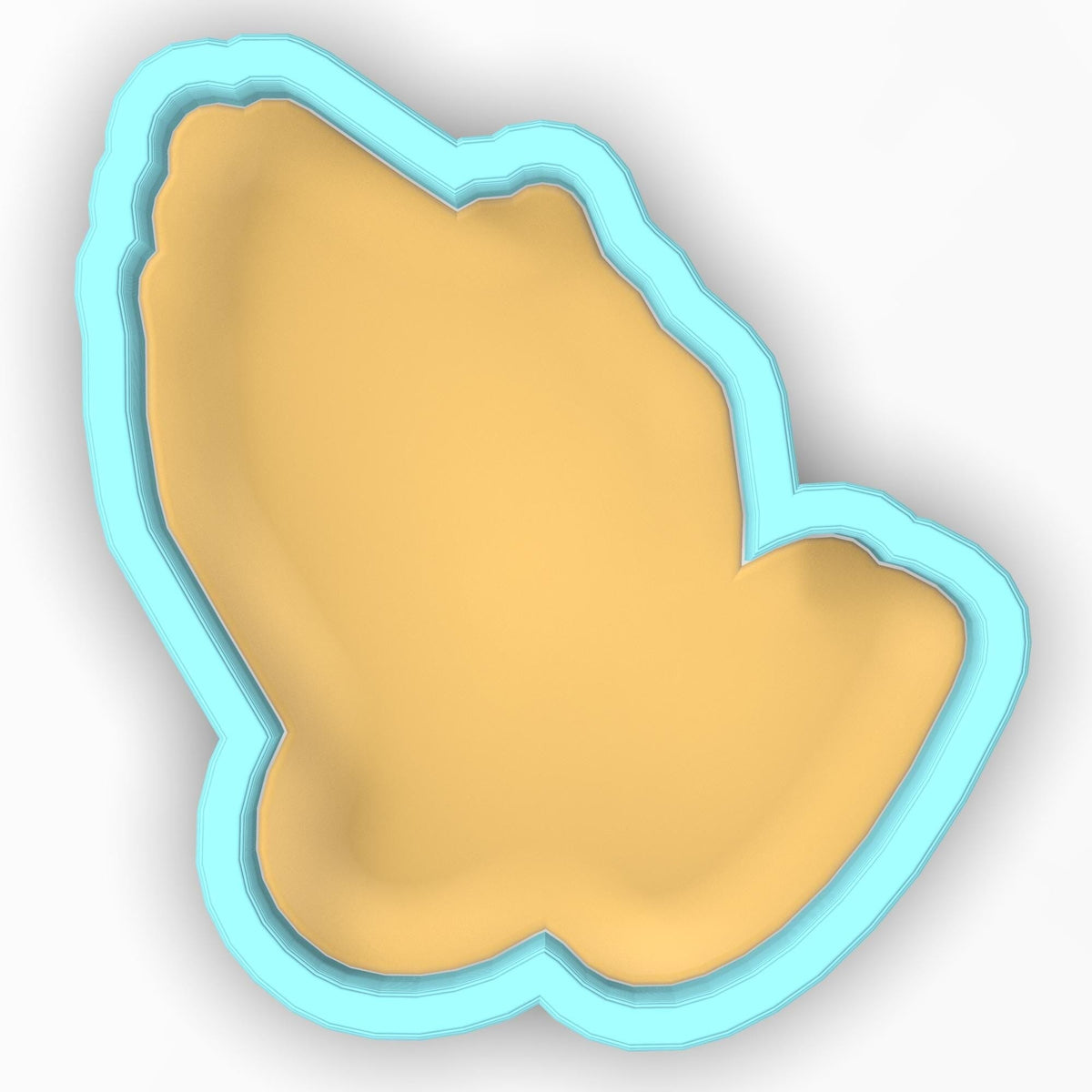 a blue and yellow cookie cutter shaped like a butterfly