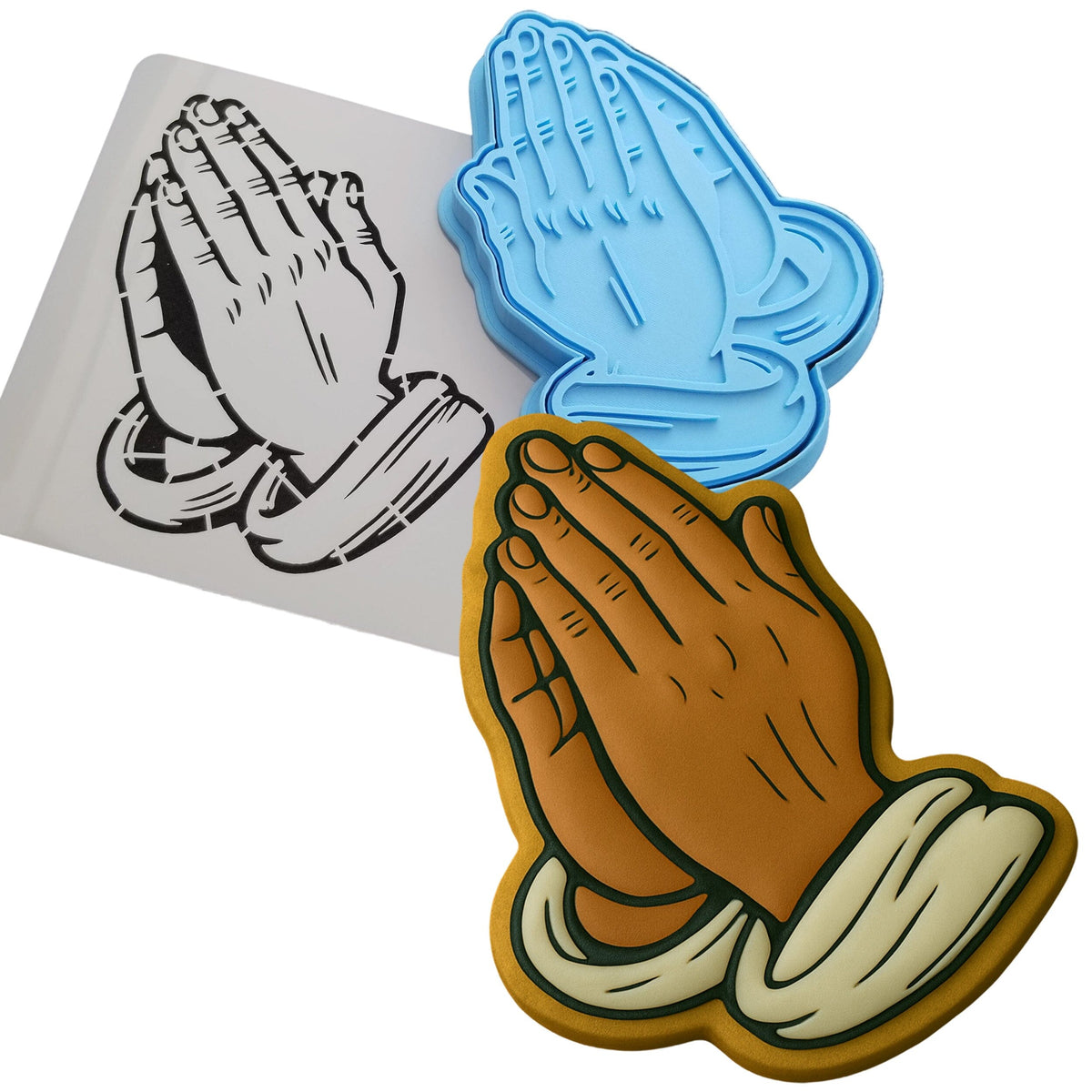 Praying Hands Cookie Cutter | Stamp | Stencil - SHARP EDGES - FAST Shipping - Choose Your Own Size! #1 Cookie Cutter Lady 