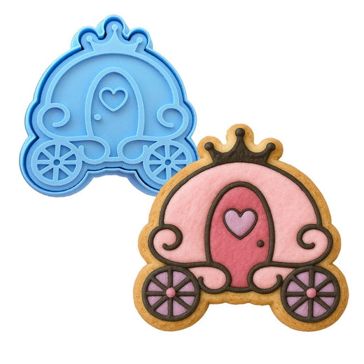 Princess Carriage Cookie Cutter | Stamp | Stencil #1 Girly / Dolls / Princess Cookie Cutter Lady MINI - 2 Inches (5cm) **BUNDLE** Cutter + Stamp 