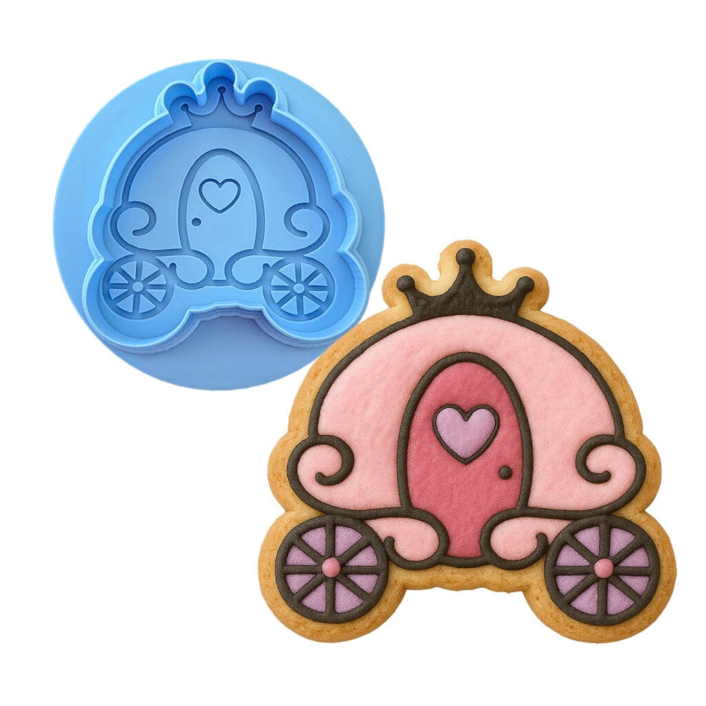 Princess Carriage Cookie Cutter | Stamp | Stencil #1 Girly / Dolls / Princess Cookie Cutter Lady MINI - 2 Inches (5cm) **BUNDLE** Cutter + Debosser 