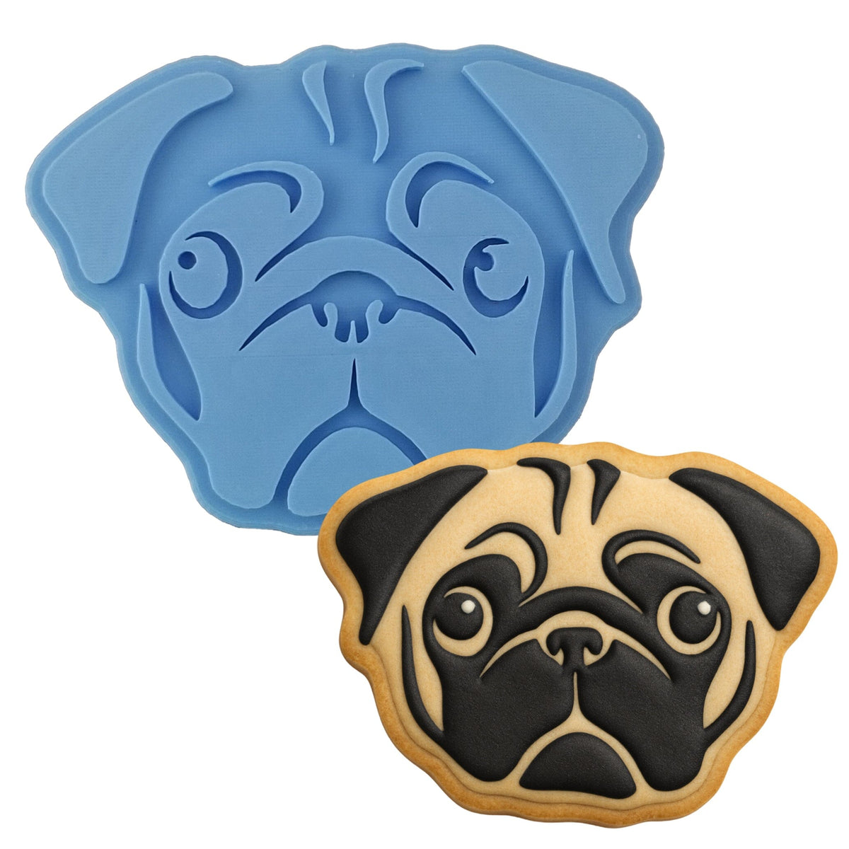 Pug Face Cookie Cutter | Stamp | Stencil #1 Animals & Dinosaurs Cookie Cutter Lady MINI - 2 Inches (5cm) Stamp ONLY 