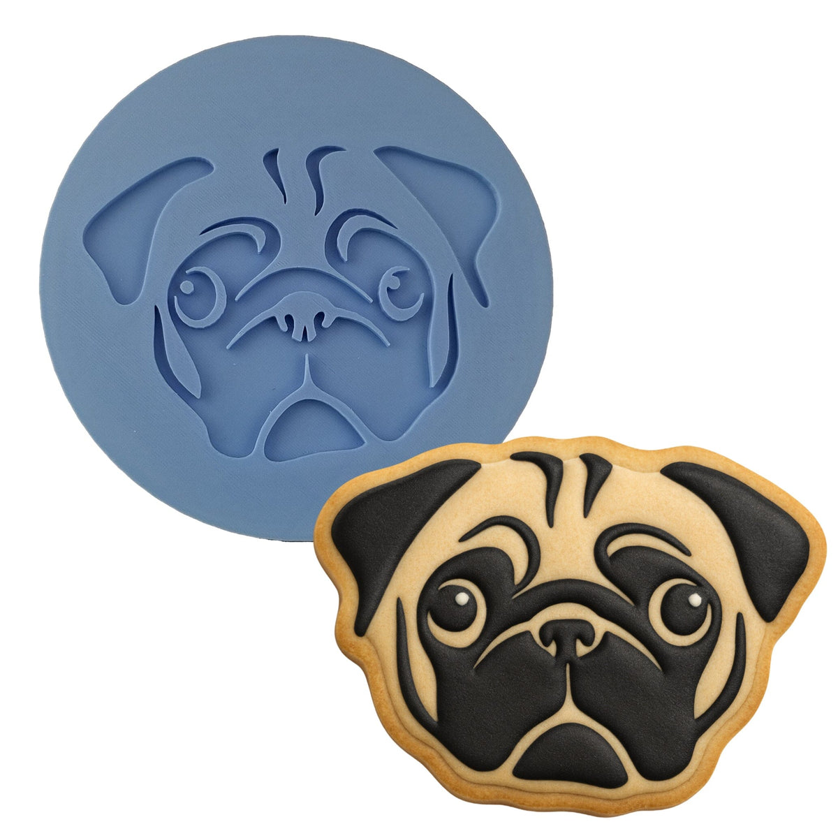 Pug Face Cookie Cutter | Stamp | Stencil #1 Animals & Dinosaurs Cookie Cutter Lady MINI - 2 Inches (5cm) Debosser ONLY 