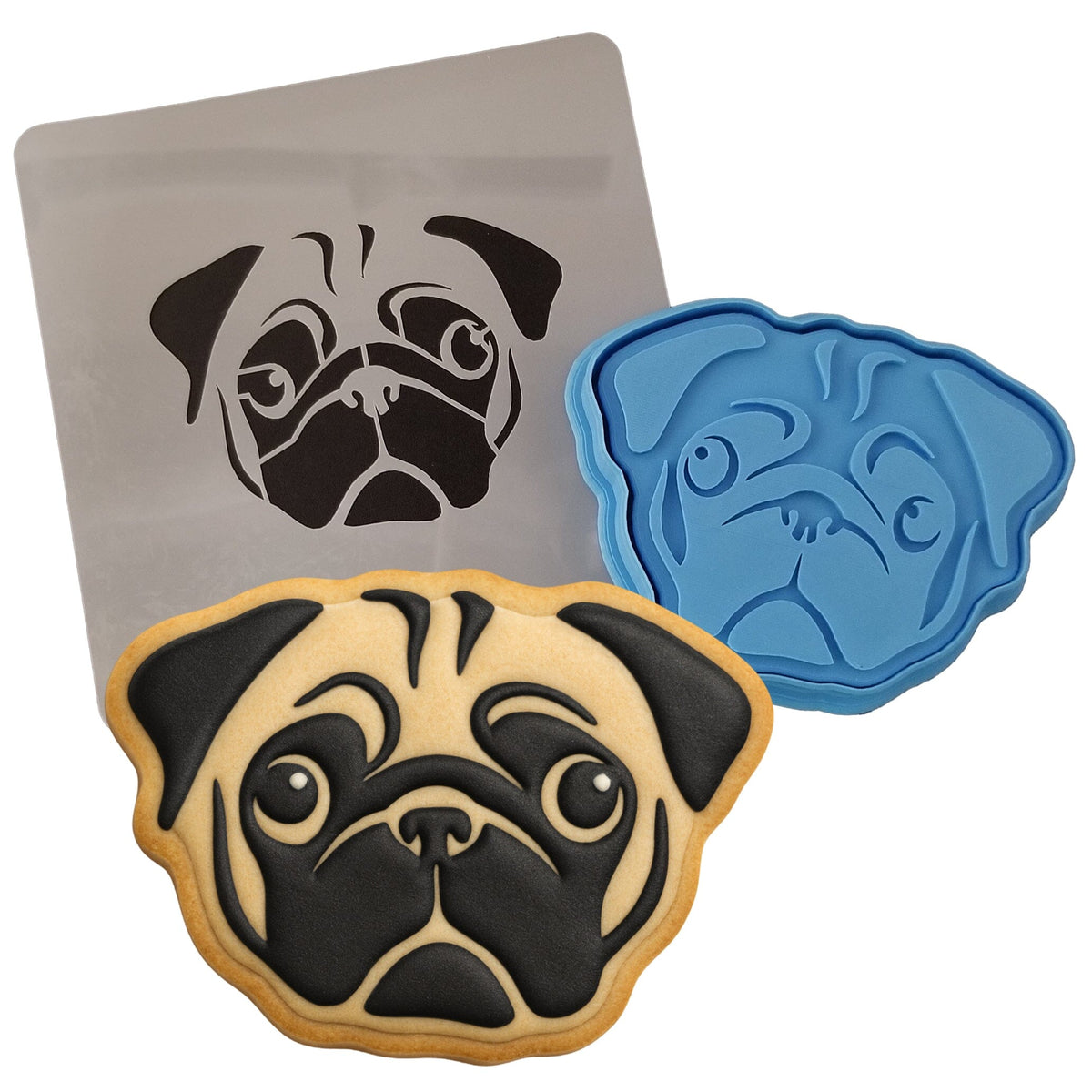 Pug Face Cookie Cutter | Stamp | Stencil #1 Animals & Dinosaurs Cookie Cutter Lady 