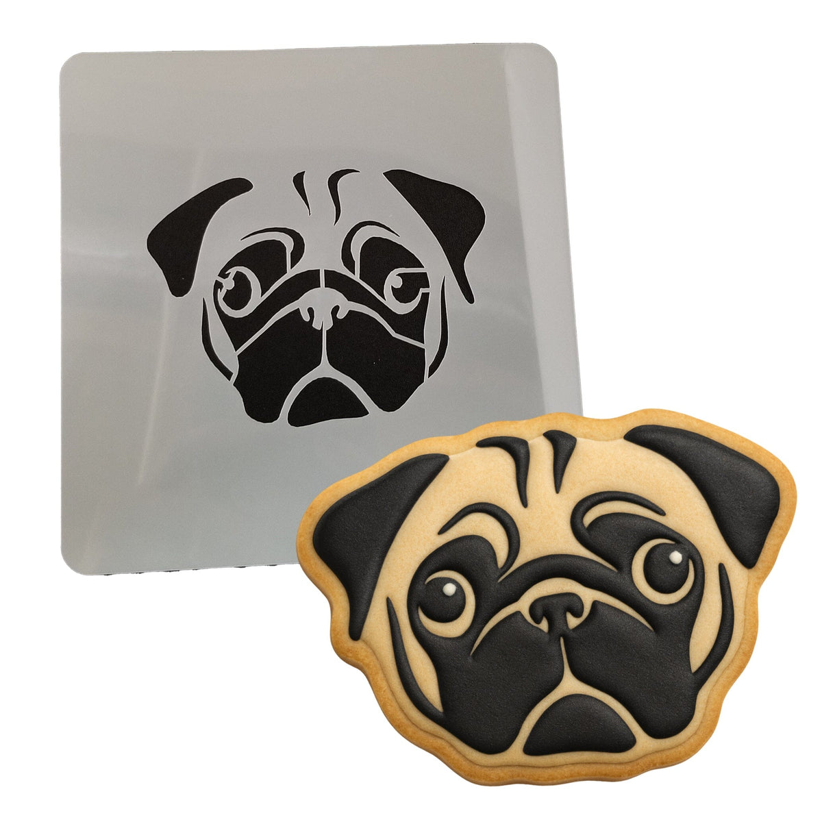 Pug Face Cookie Cutter | Stamp | Stencil #1 Animals & Dinosaurs Cookie Cutter Lady MINI - 2 Inches (5cm) Stencil ONLY 