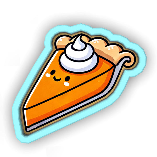 a sticker of a slice of pie with a whipped cream on top