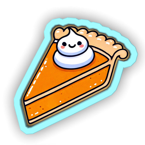 a sticker of a slice of cake with a cream topping