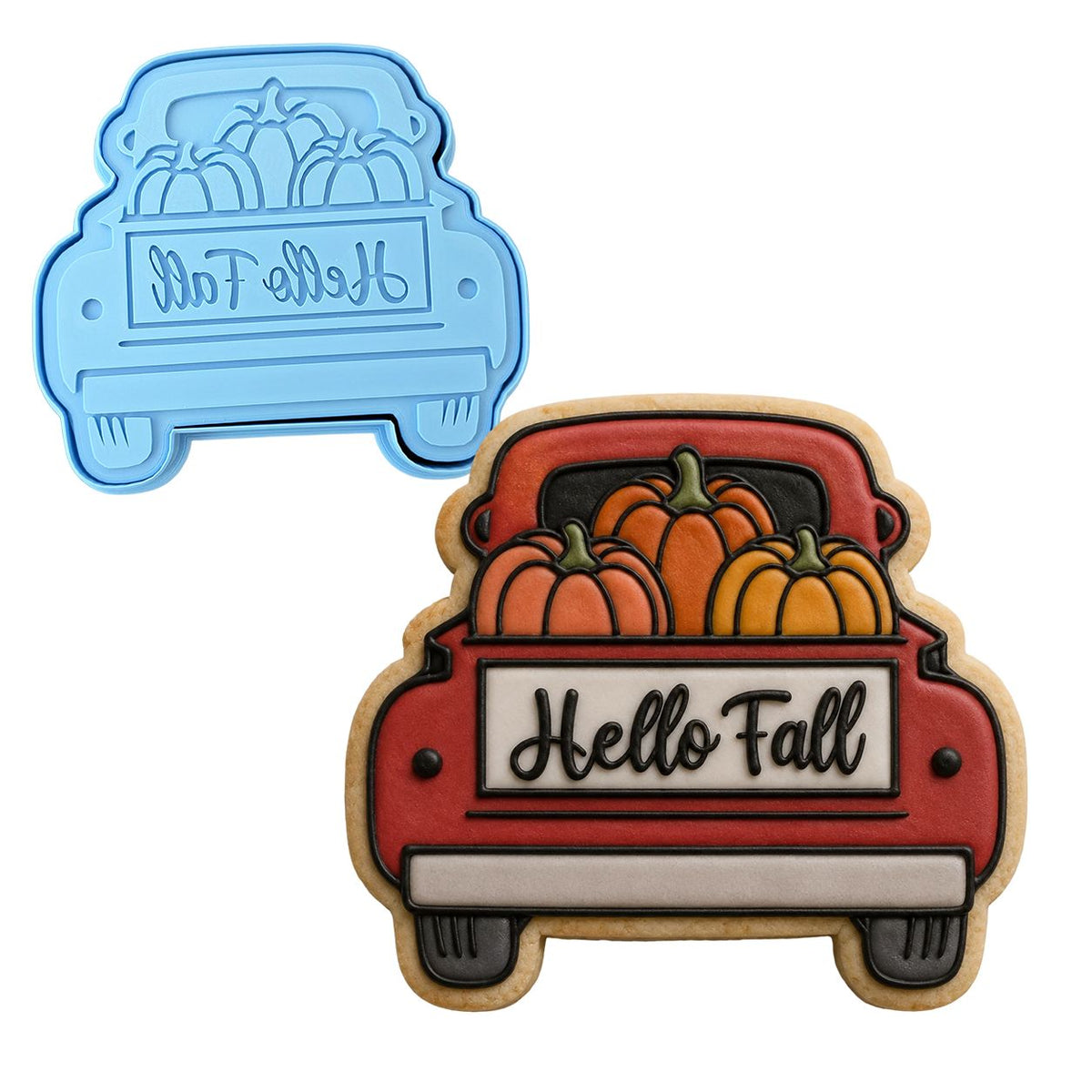 Pumpkin Truck Cookie Cutter | Stamp | Stencil #2 Halloween / Fall Cookie Cutter Lady 