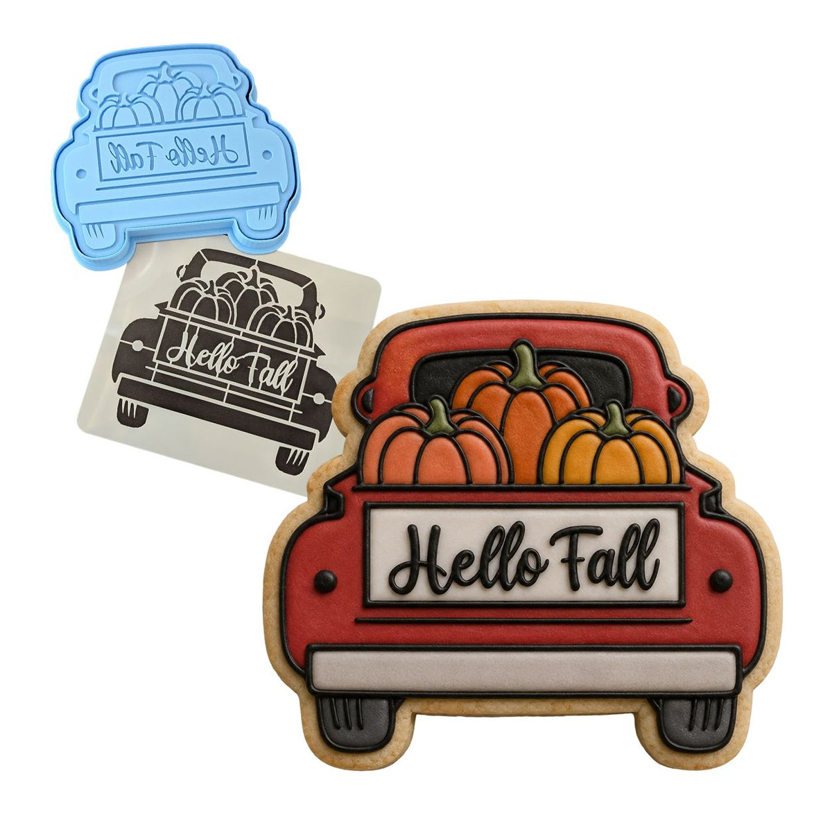 Pumpkin Truck Cookie Cutter | Stamp | Stencil #2 Halloween / Fall Cookie Cutter Lady 