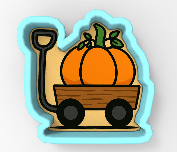 Pumpkin Wagon with Shovel 2 Cookie Cutter | Stamp | Stencil - SHARP EDGES - FAST Shipping - Choose Your Own Size! #1