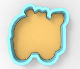 A 3D rendering of a cookie cutter in the shape of a bear.