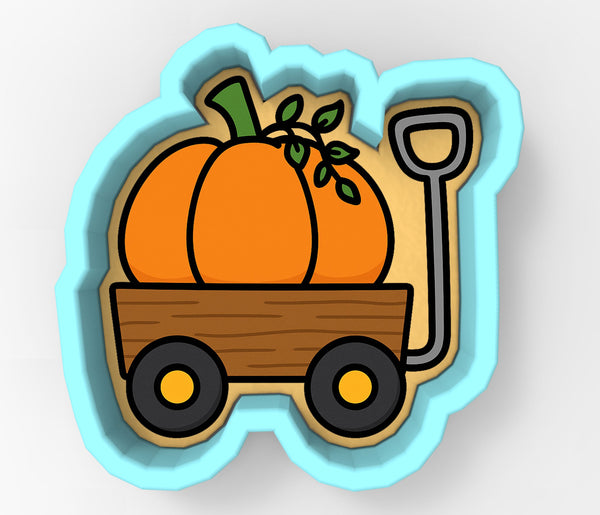 Pumpkin Wagon with Shovel Cookie Cutter | Stamp | Stencil - SHARP EDGES - FAST Shipping - Choose Your Own Size! #1
