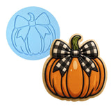 Pumpkin with Cute Bow Cookie Cutter | Stamp | Stencil - SHARP EDGES - FAST Shipping - Choose Your Own Size! #1 Cookie Cutter Lady LITTLE - 3 Inches (7.62cm) Debosser ONLY 