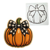 Pumpkin with Cute Bow Cookie Cutter | Stamp | Stencil - SHARP EDGES - FAST Shipping - Choose Your Own Size! #1 Cookie Cutter Lady LITTLE - 3 Inches (7.62cm) Stencil ONLY 