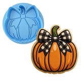 Pumpkin with Cute Bow Cookie Cutter | Stamp | Stencil - SHARP EDGES - FAST Shipping - Choose Your Own Size! #1 Cookie Cutter Lady LITTLE - 3 Inches (7.62cm) **BUNDLE** Cutter + Debosser 