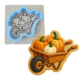 Pumpkins in Wheel Barrow Cookie Cutter | Stamp | Stencil - SHARP EDGES - FAST Shipping - Choose Your Own Size! #1 Cookie Cutter Lady LITTLE - 3 Inches (7.62cm) **BUNDLE** Cutter + Stencil 
