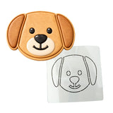 Puppy Dog Face Cookie Cutter Stamp & Outline #2 Dogs & Cats Cookie Cutter Lady MINI - 2 Inches (5cm) Stencil ONLY 