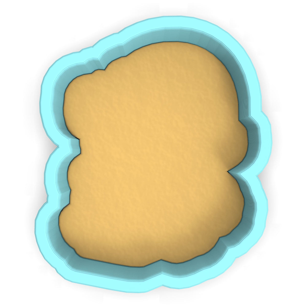 a cookie cutter with a cookie inside of it