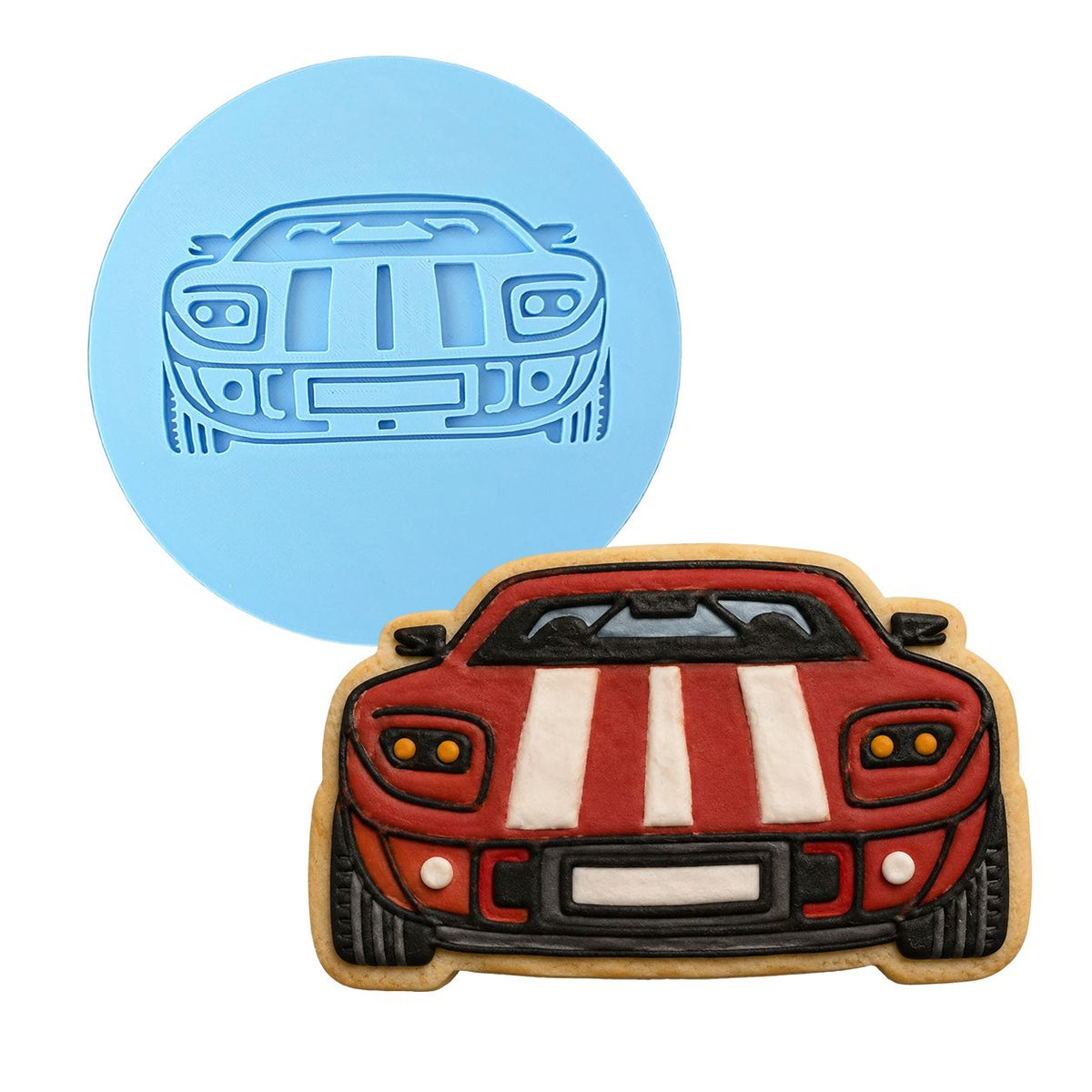 Race Car Cookie Cutter | Stamp | Stencil #2 Comic Book / Vehicles Cookie Cutter Lady MINI - 2 Inches (5cm) Debosser ONLY 