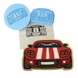 Race Car Cookie Cutter | Stamp | Stencil #2 Comic Book / Vehicles Cookie Cutter Lady MINI - 2 Inches (5cm) **FULL SET BUNDLE** Cutter + Stamp + Stencil + Debosser **BEST DEAL** 