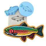 Rainbow Trout 2 Cookie Cutter | Stamp | Stencil - SHARP EDGES - FAST Shipping - Choose Your Own Size! #1 Cookie Cutter Lady LITTLE - 3 Inches (7.62cm) **FULL SET BUNDLE** Cutter + Stamp + Stencil + Debosser **BEST DEAL** 