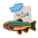 Rainbow Trout 2 Cookie Cutter | Stamp | Stencil - SHARP EDGES - FAST Shipping - Choose Your Own Size! #1 Cookie Cutter Lady LITTLE - 3 Inches (7.62cm) **BUNDLE** Cutter + Stamp + Stencil 